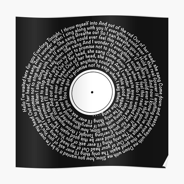 Everlong Song Lyrics on Vinyl by Foo Fighters Poster RB2405 product Offical foo fighters Merch