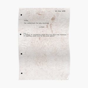 Everlong Typewritten Note Poster RB2405 product Offical foo fighters Merch